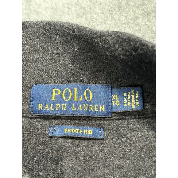 Polo Ralph Lauren Sweater Mens XL Estate Rib Gray Pullover Sweatshirt 1/4 Zip - Picture 2 of 9